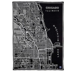 Faribault Chicago Map Wool Throw