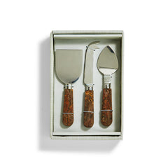 Two's Company Bark Handled Cheese Knife Set